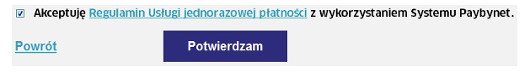 Zrzut ekranu z polem akceptacji Regulaminu